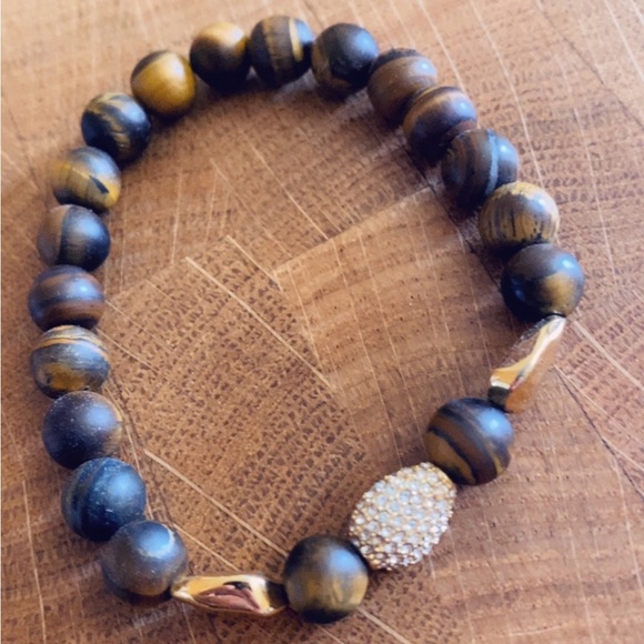 Stella & Dot Ulani Stretch Pave/Wooden Bracelet - Picture 4 of 4